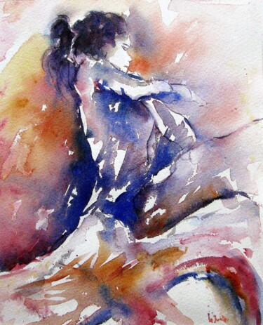 Danseuse  de Sévillane , étude à l'aquarelle